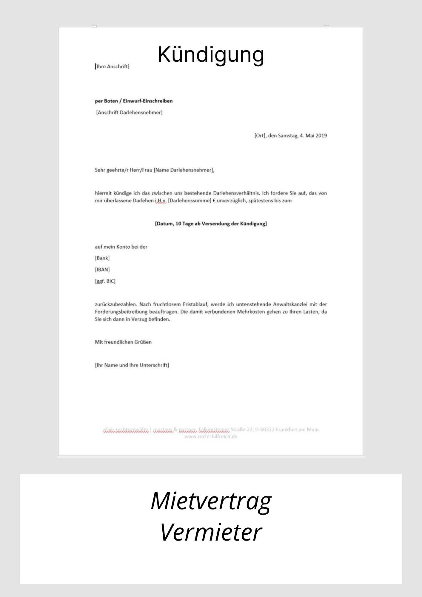 Kündigung Mietvertrag Vermieter