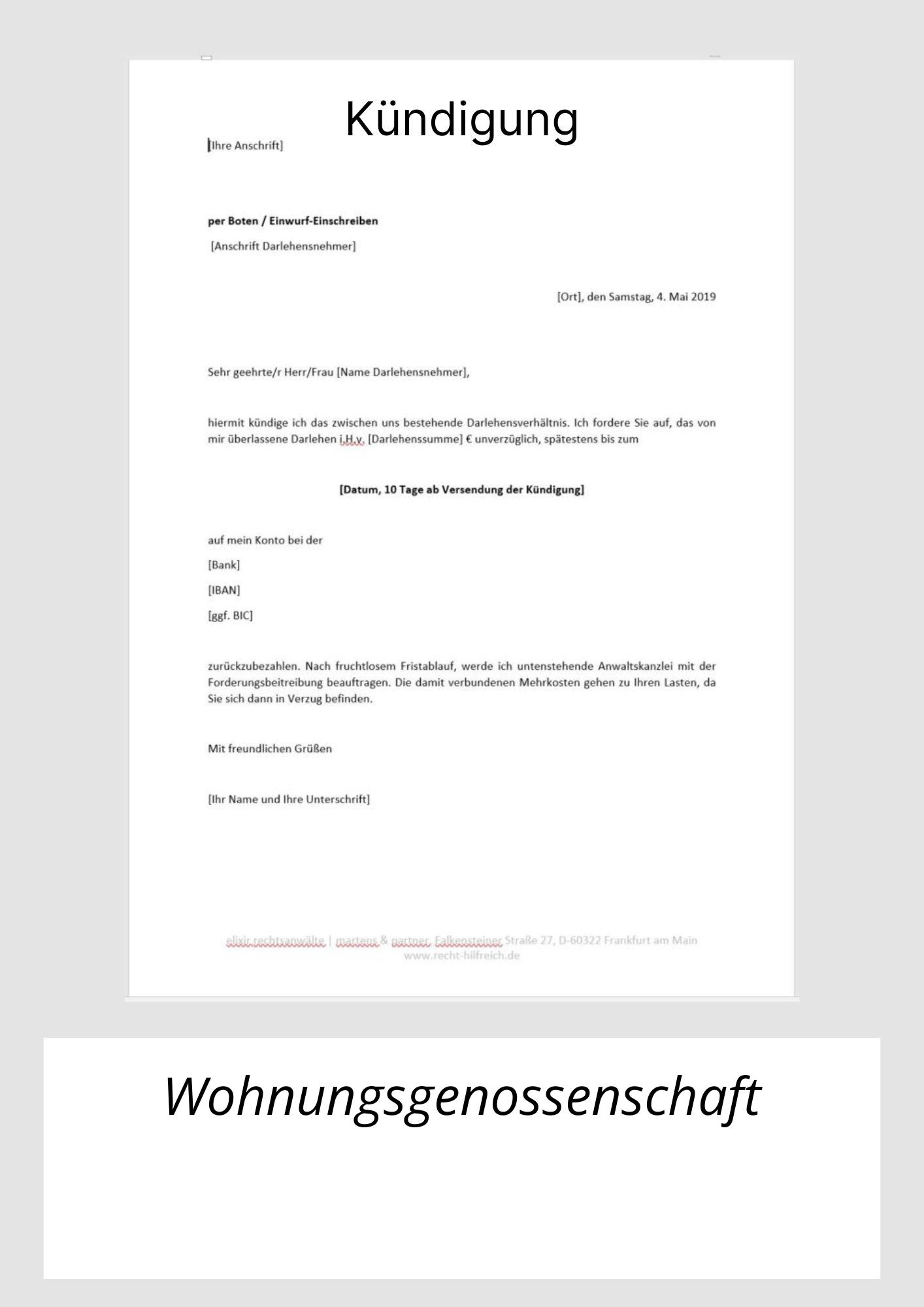 Kündigung Wohnungsgenossenschaft